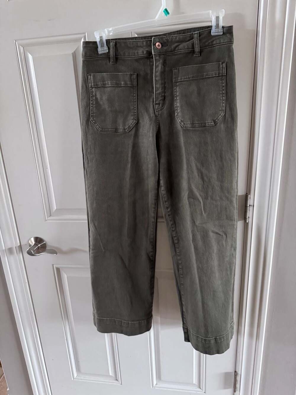Sanctuary The Marine Crop Standard Rise Wide Leg Olive Green Pants Size 30